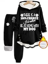 Women's Daily Hoodie Long Sleeve Hooded Graphic Letter Drawstring Print Casual Daily Black Pink Blue Fall Loose Fit