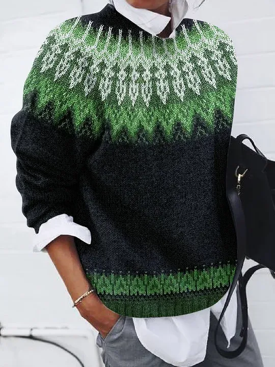 Abstract Simple Crew Neck Sweater