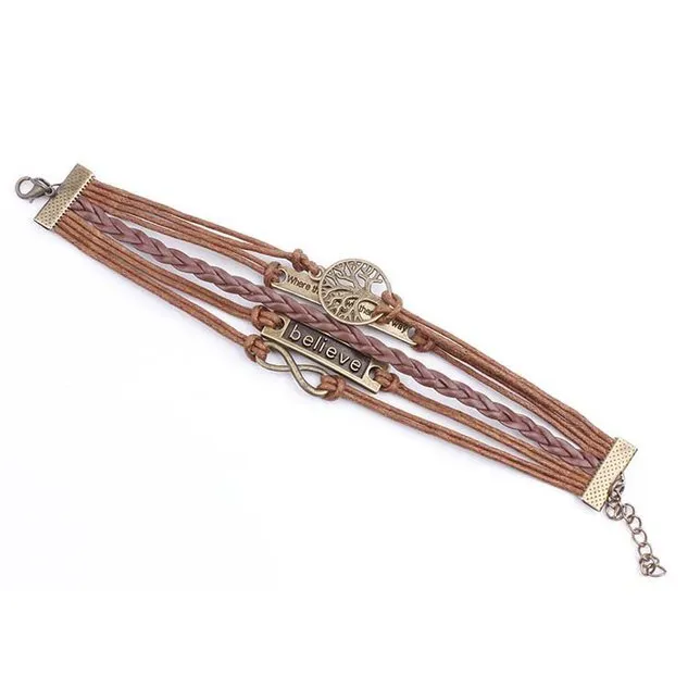 Women Bronze Vintage Leather Rope Bracelet