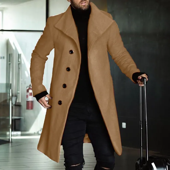 Casual Lapel Pure Color Single Breasted Overcoat