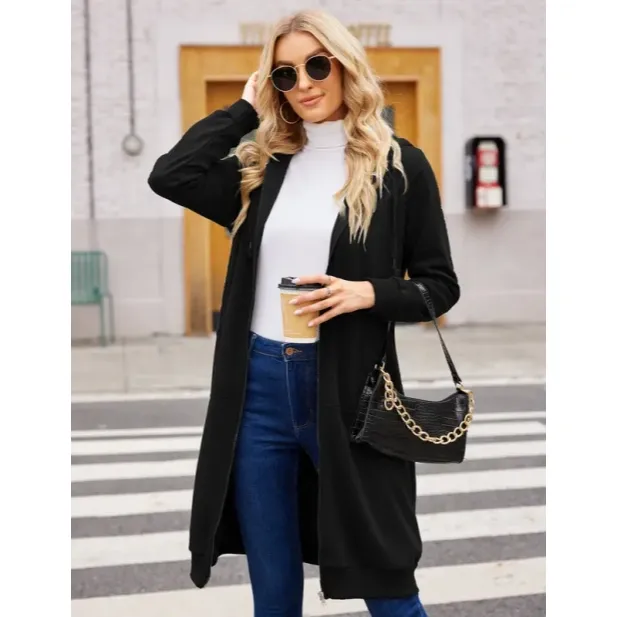 Women's casual cotton pullover with zipper and hood