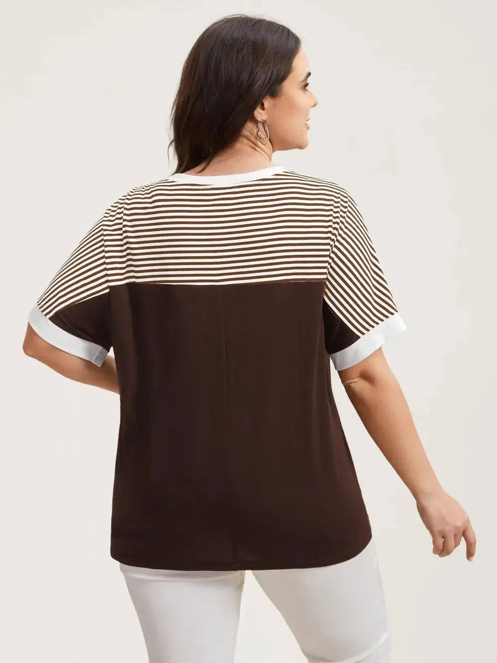 Solid and Striped Contrast Hem T-Shirt