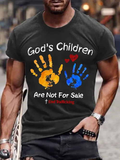 Men'S Casual God Children For Men Does Not Sell Printed Short Sleeve T-Shirts Pure Cotton Round Necks