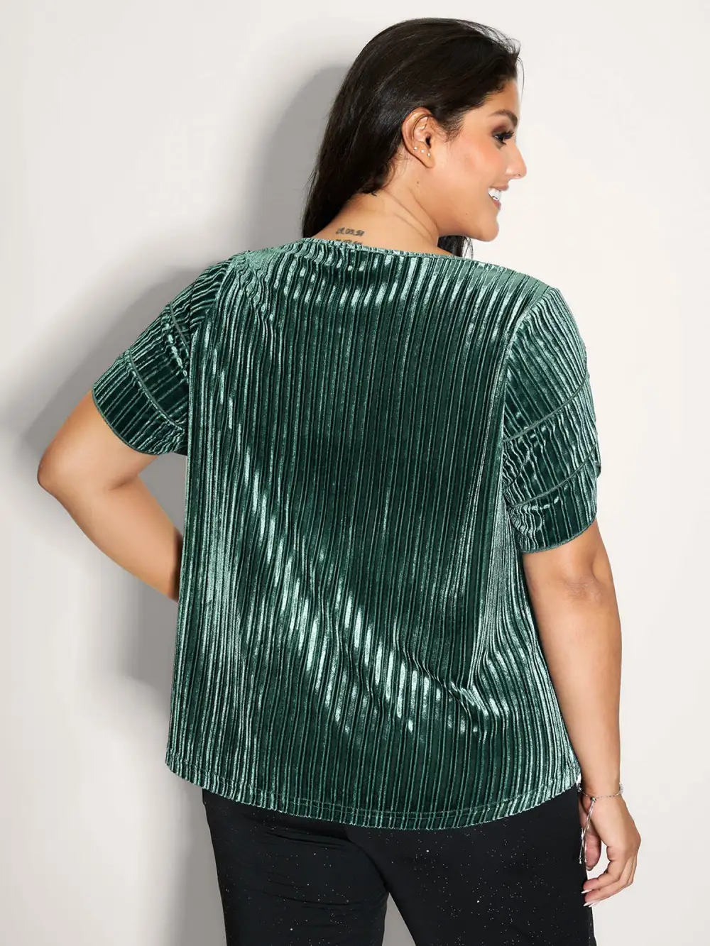 Striped Velvet Layered Sleeve Top
