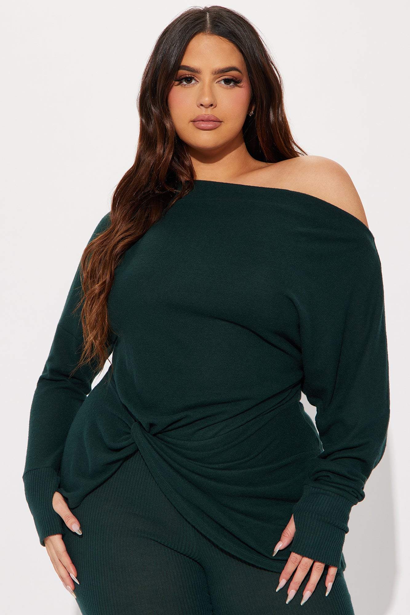 Tara Twist Front Pant  Set - Olive