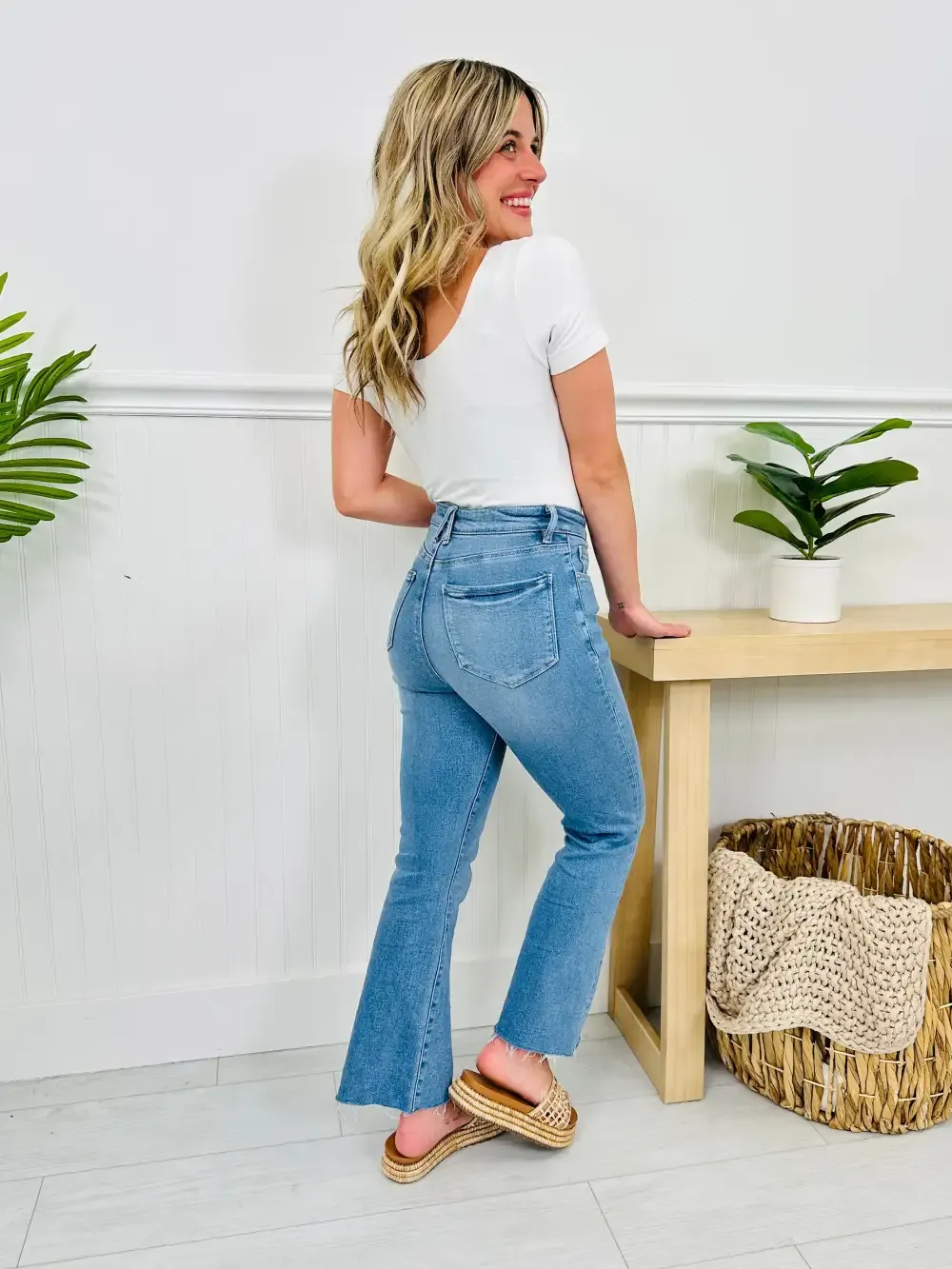 Soft Spot Tummy Control Cropped Kick Flare Jeans