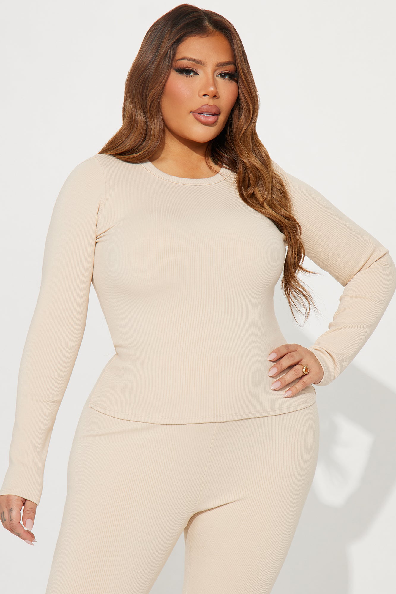 Braelynn Snatched Pant Set - Cream