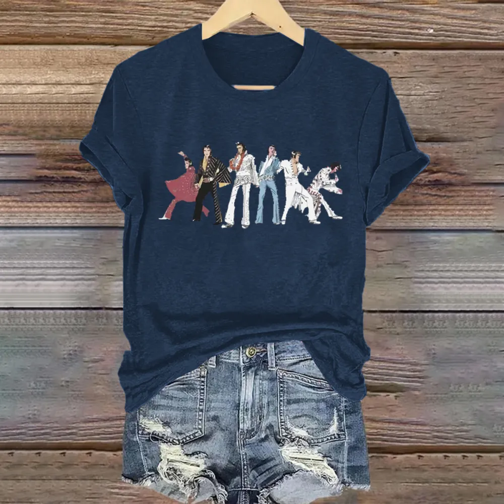 Women's Print Short Sleeve Round Neck Cotton T-Shirt