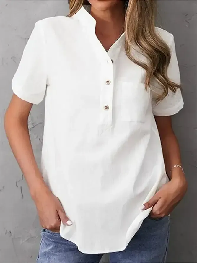Simple Plain Short Sleeve Top