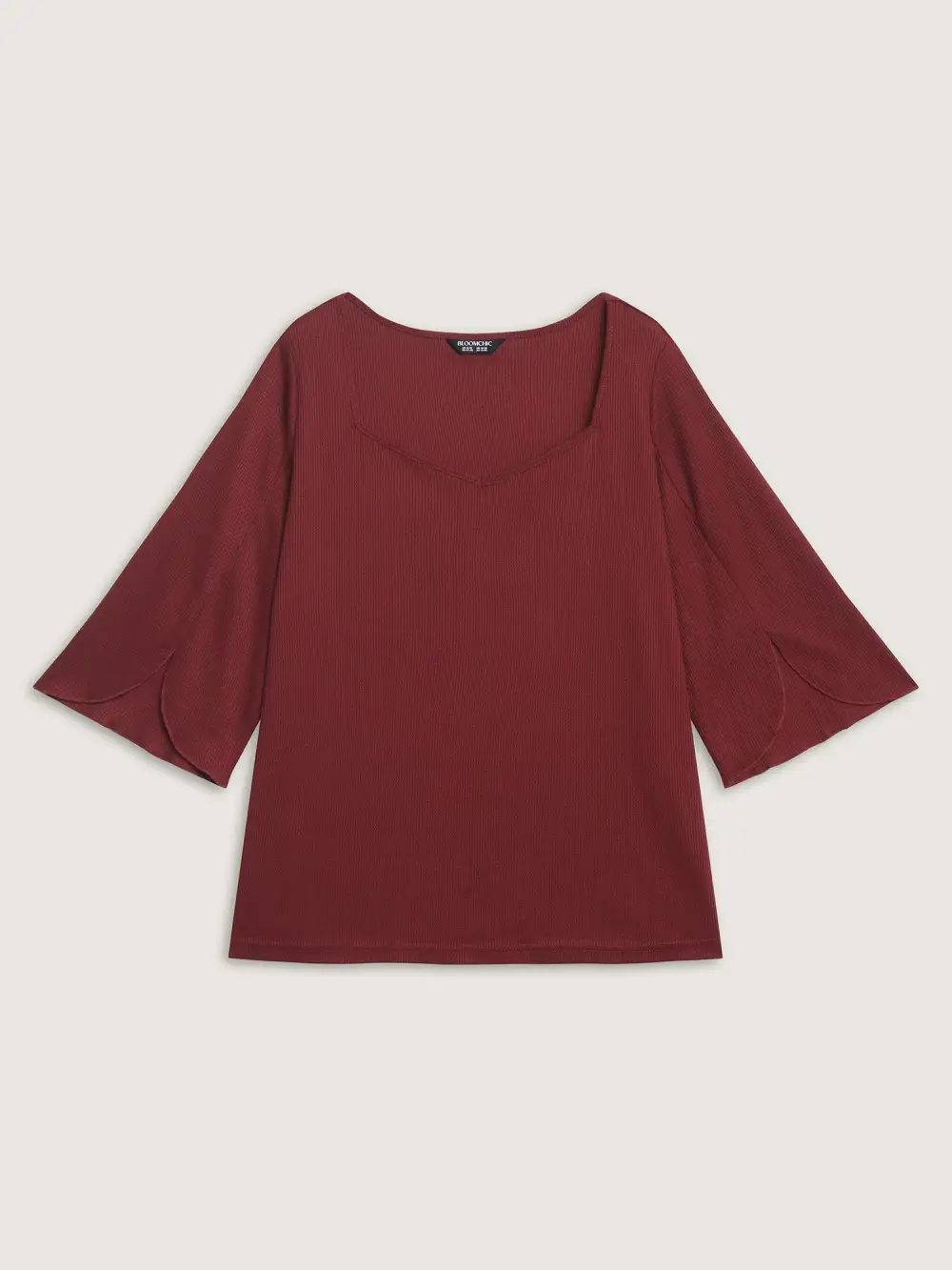 Split Bell Sleeve Waffle T-Shirt