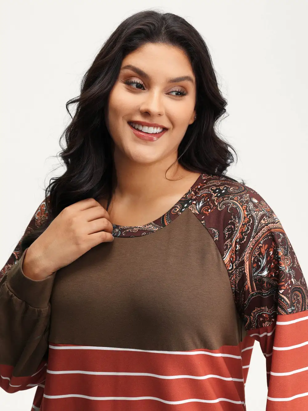 Supersoft Colorblock Paisley Print Sweatshirt