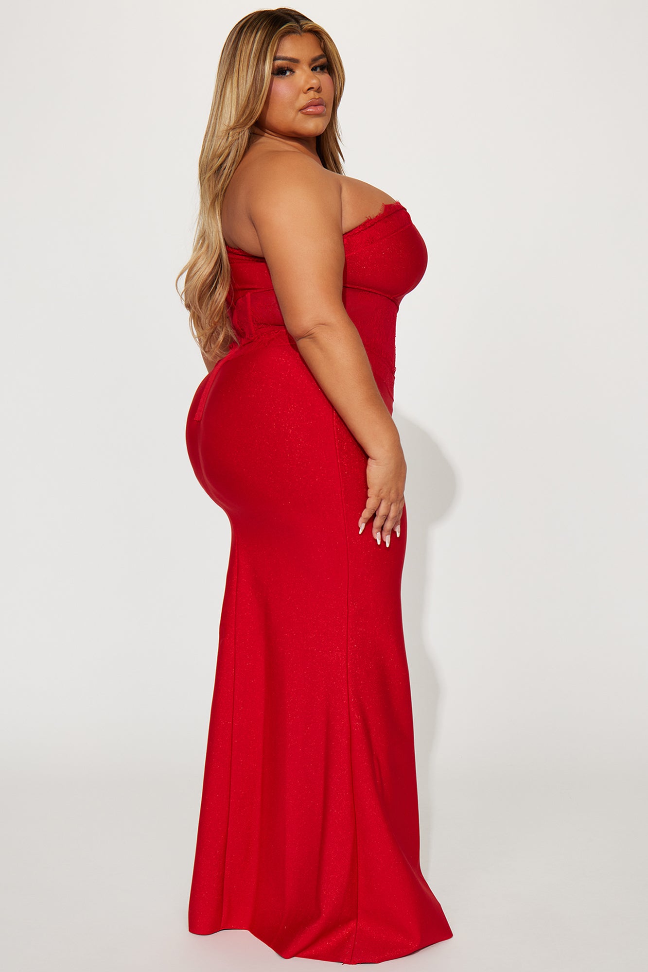 Vera Metallic Bandage Gown - Red