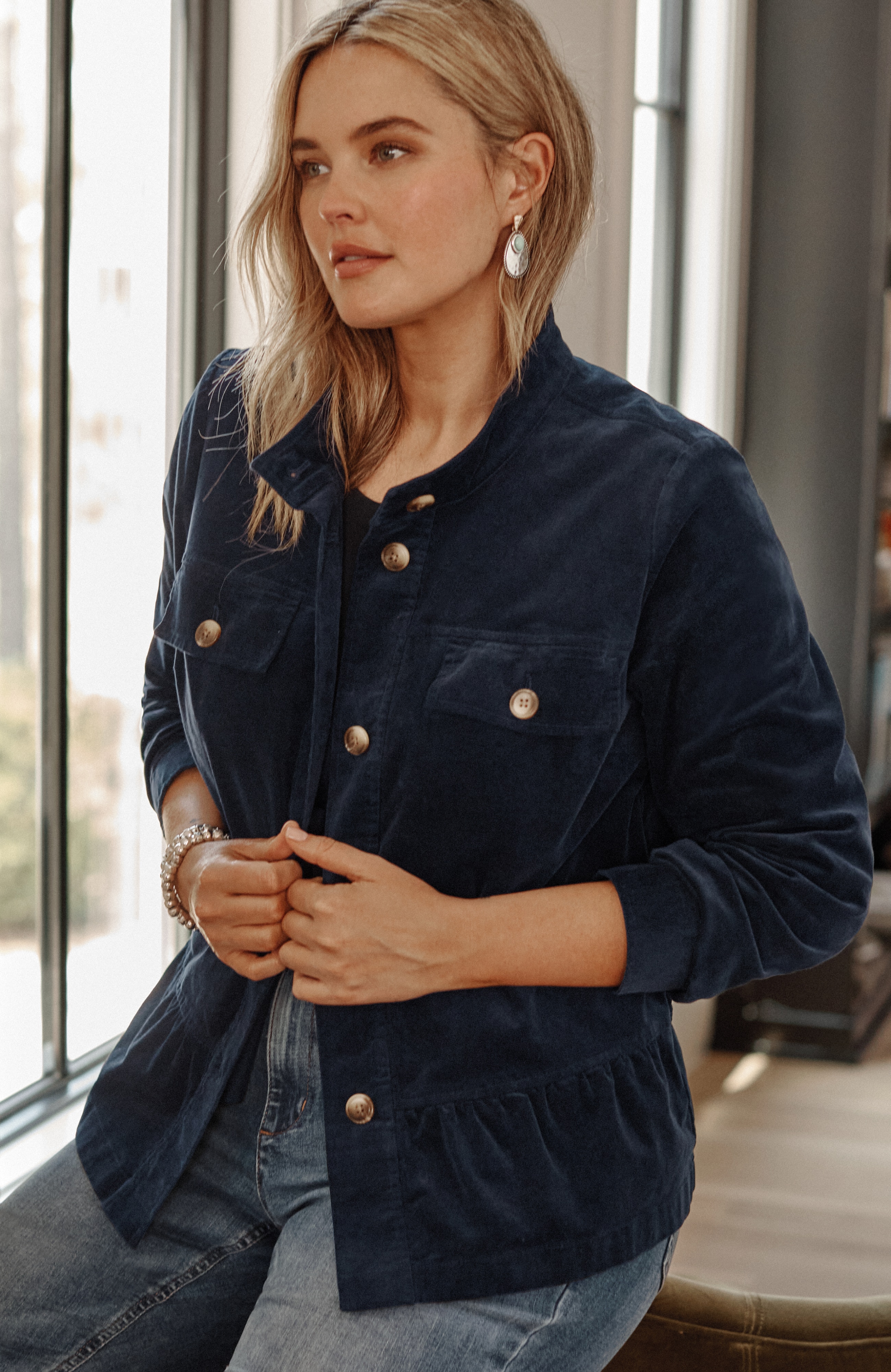 Corduroy Peplum Jacket