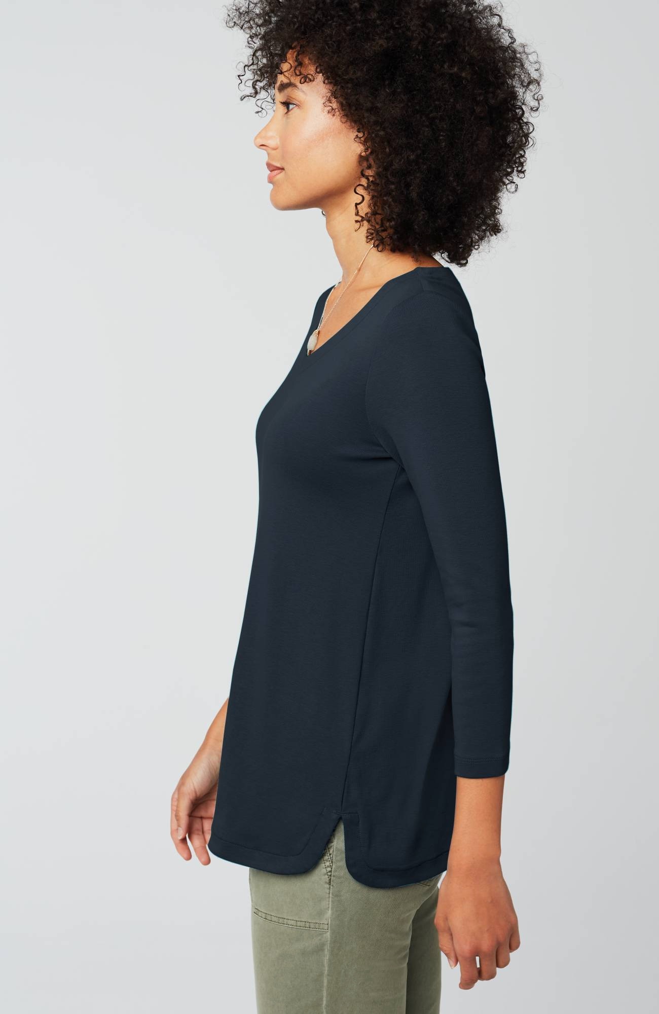 pima 3/4-sleeve v-neck tee