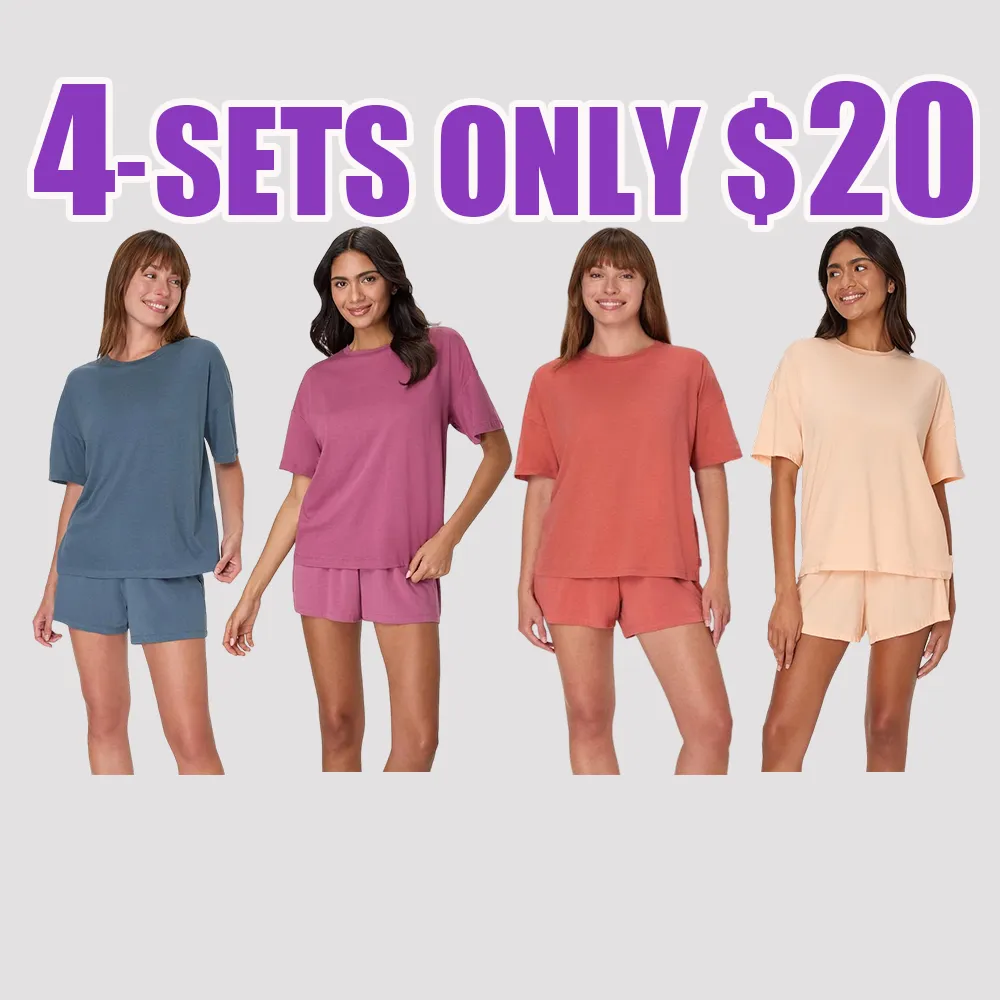 2 Piece Lounge Set, Comfywear SuperSoft Boxy T-Shirt & Sleep Shorts Loungewear Women's
