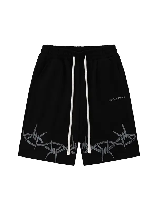 American Thorn Embroidery Casual Shorts