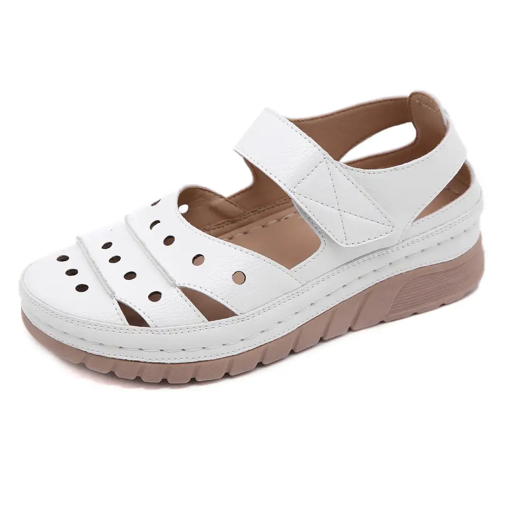 - Women's Casual Platform Flat Comfort Breathable Leather Walking Shoes