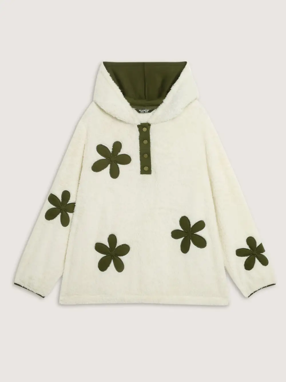 Applique Embroidery Color Contrast Hoodie