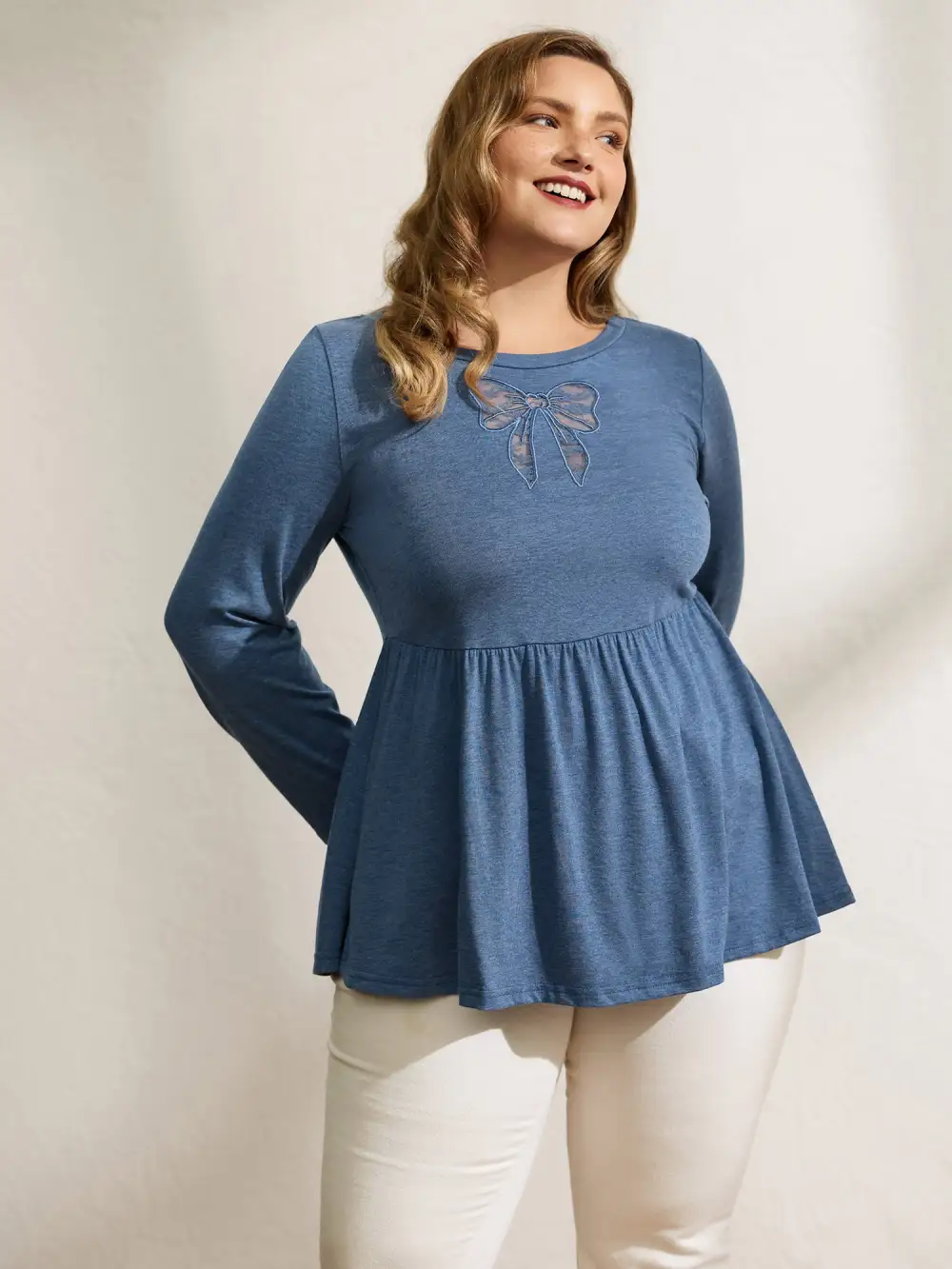 Supersoft Bowknot Cut-Out Knit Top