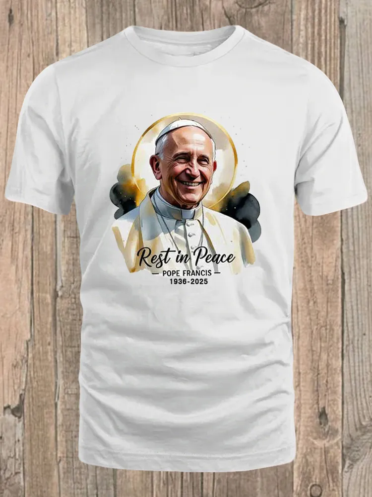 Men's Rest In Peace 1936-2025 Print Short Sleeve Round Neck Cotton T-Shirt