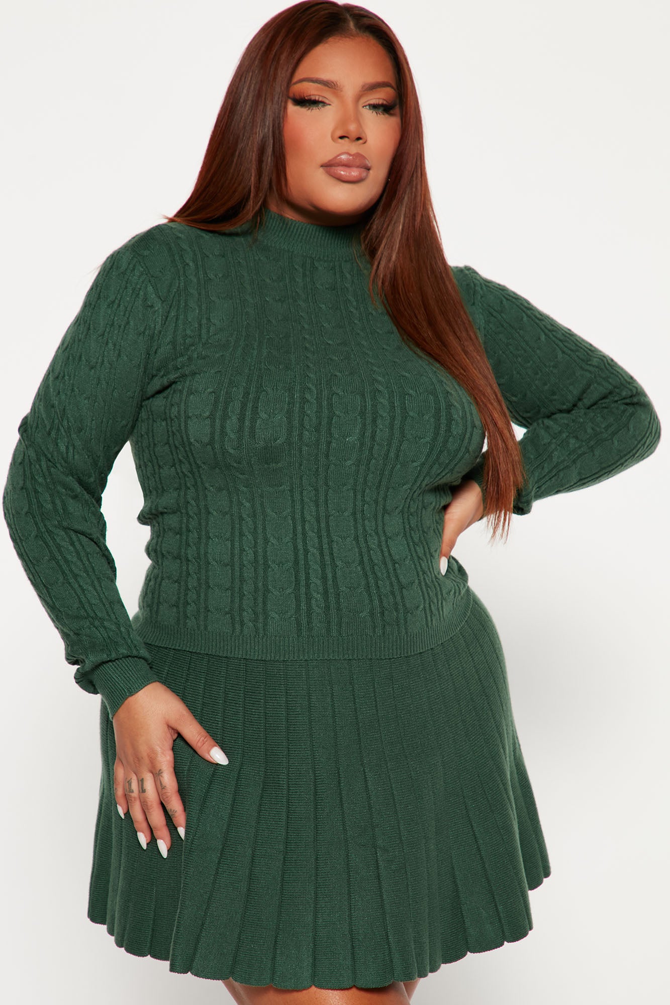 Selene Sweater Skirt Set - Hunter