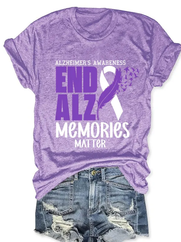 Women'S Alzheimer'S Awareness End Alz Memories Matter Round-Neck T-Shirt