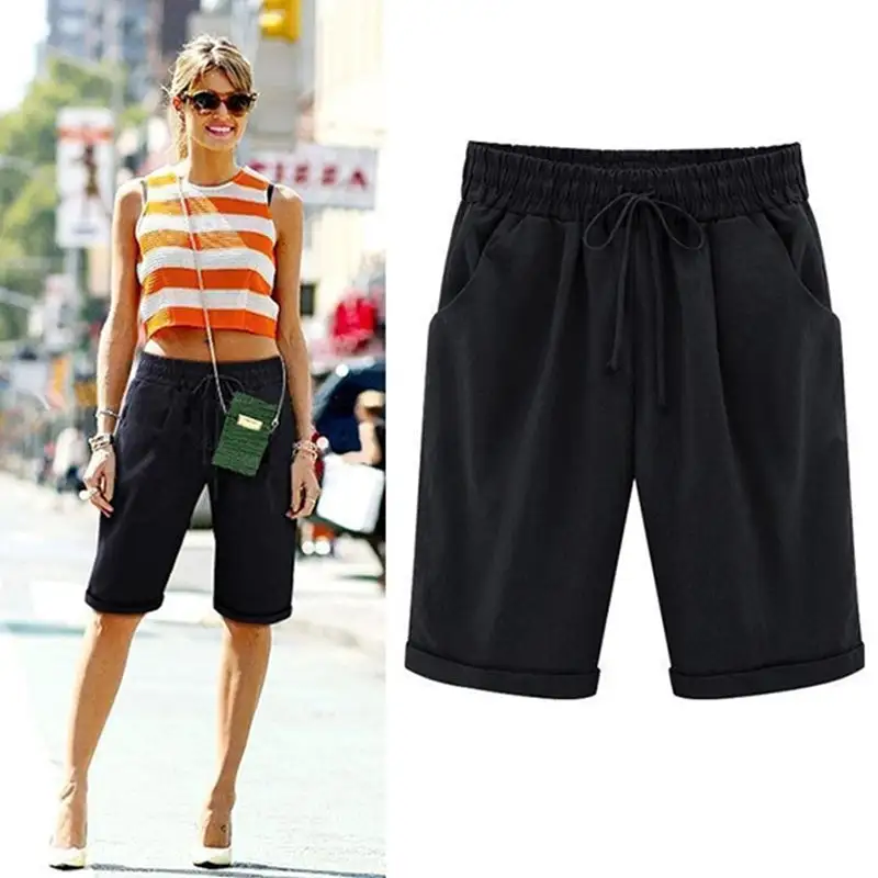 WOMEN'S FASHION ELASTIC WAISTBAND PLUS SIZE LOOSE SHORTS