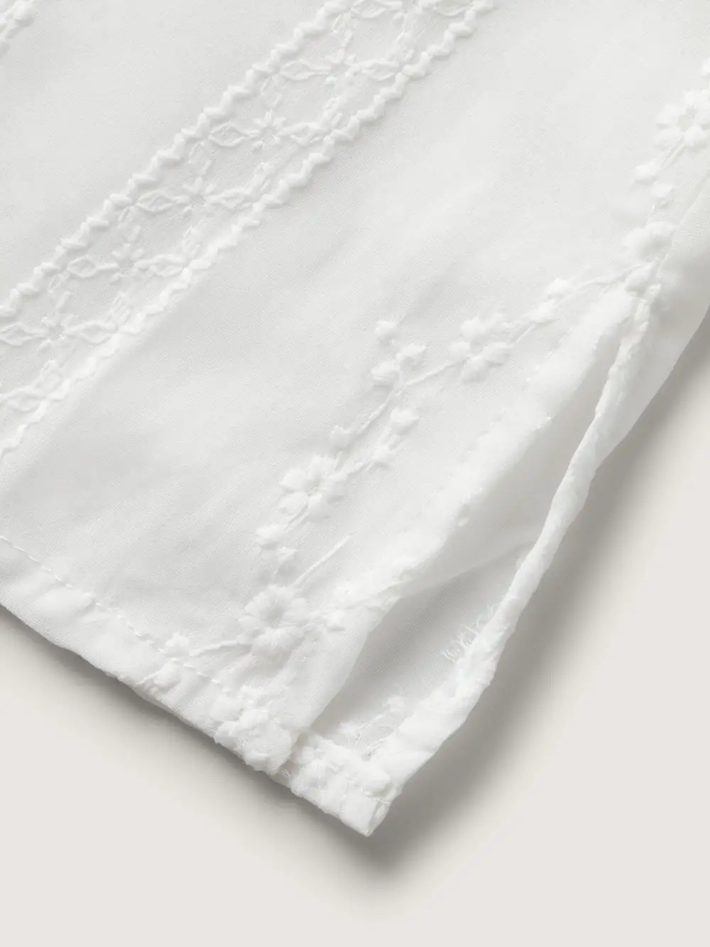 Texture Mesh Button Detail Tucked Seam Blouse