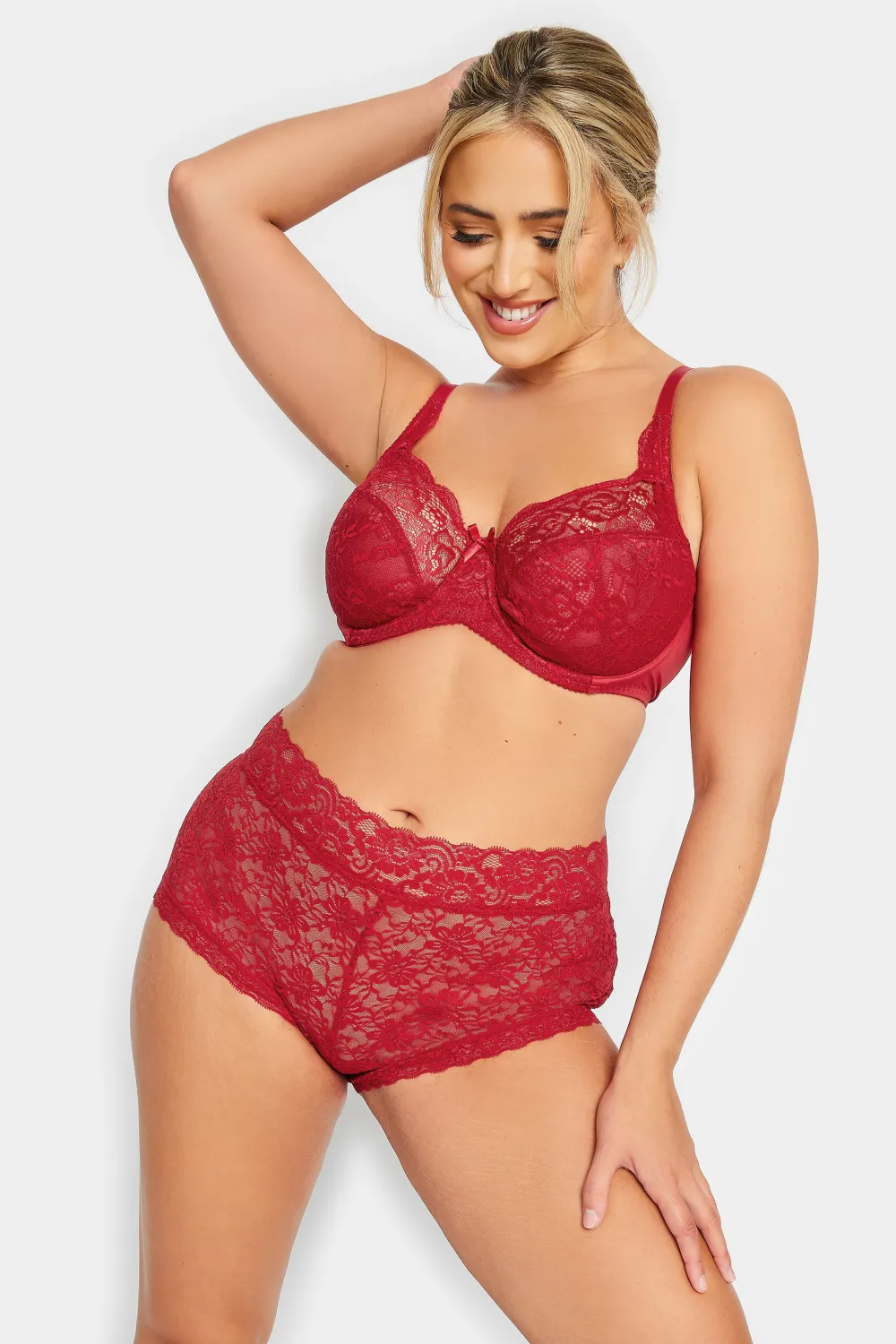 YOURS Black Stretch Lace Non-Padded Underwired Balcony Bra
