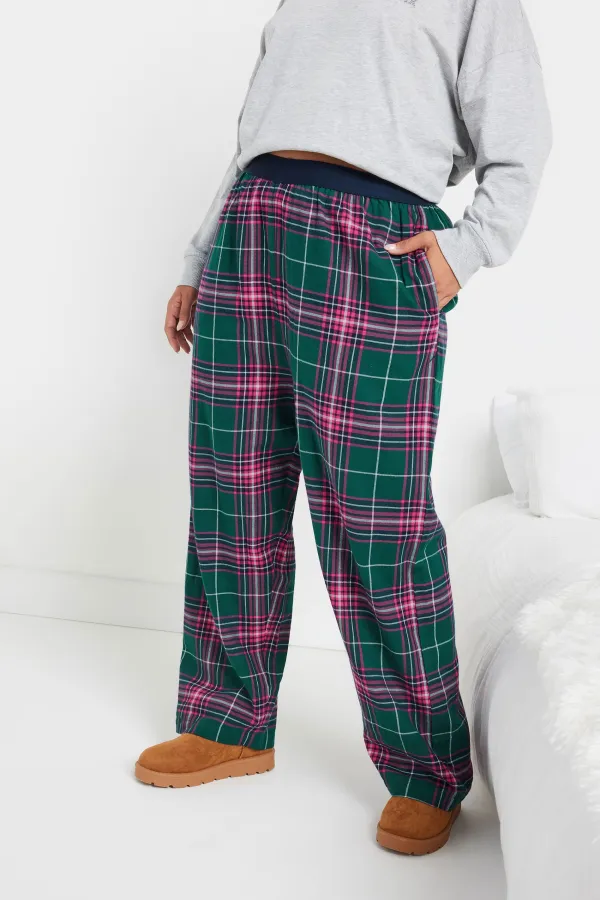 YOURS Curve Black Boyfriend Check Pyjama Bottoms