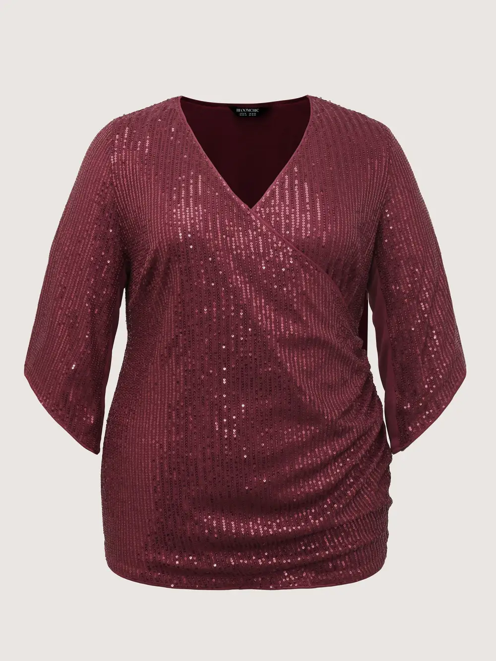 Shimmery Sequin Gathered Flared Sleeve Blouse