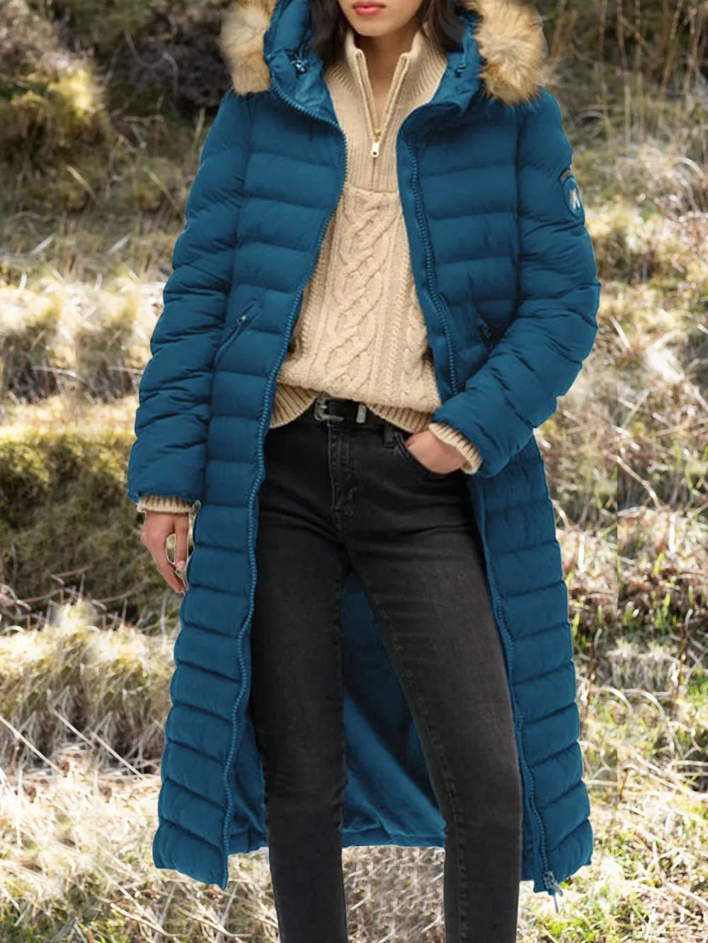 Superdry Fuji Faux Fur Hooded Longline Jacket