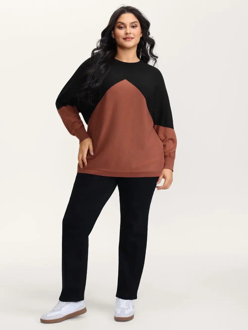 Color Contrast Dolman Sleeve Pullover