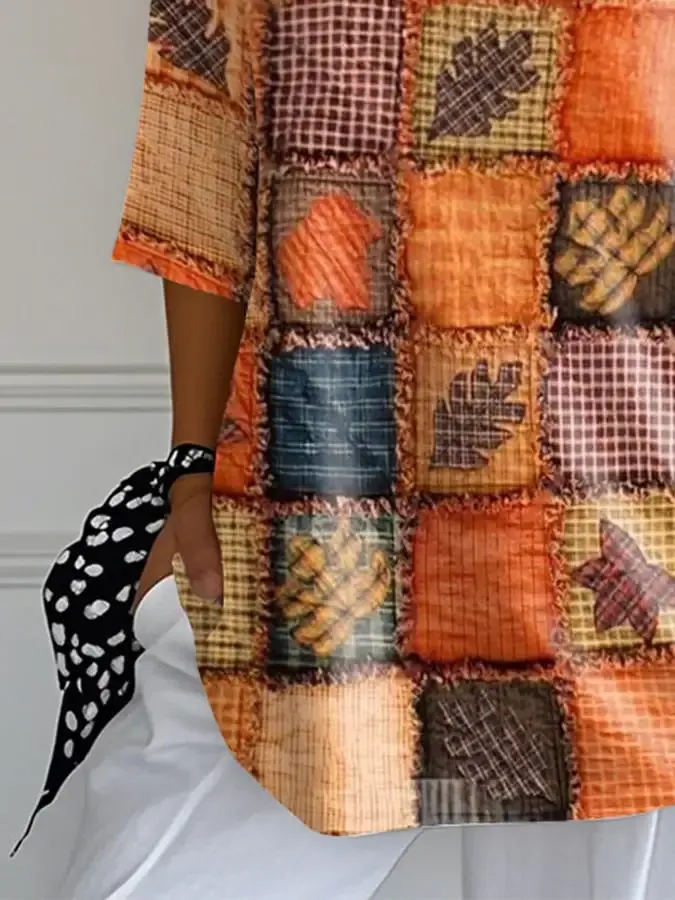 Women's Fall Faith Print Casual V-Neck T-Shirt