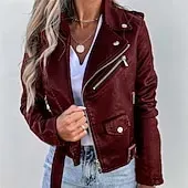Women's Casual Jacket Warm Comfortable Zipper Pocket Fashion Outdoor Plain Going out Weekend Zipper Regular Lapel Regular Fit Long Sleeve Outerwear Black Wine Fall Winter