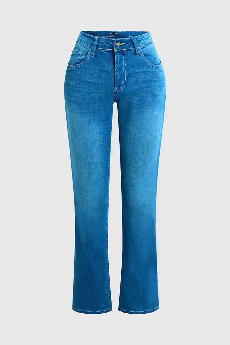 Zip Fly Mid Waist Bootcut Jeans