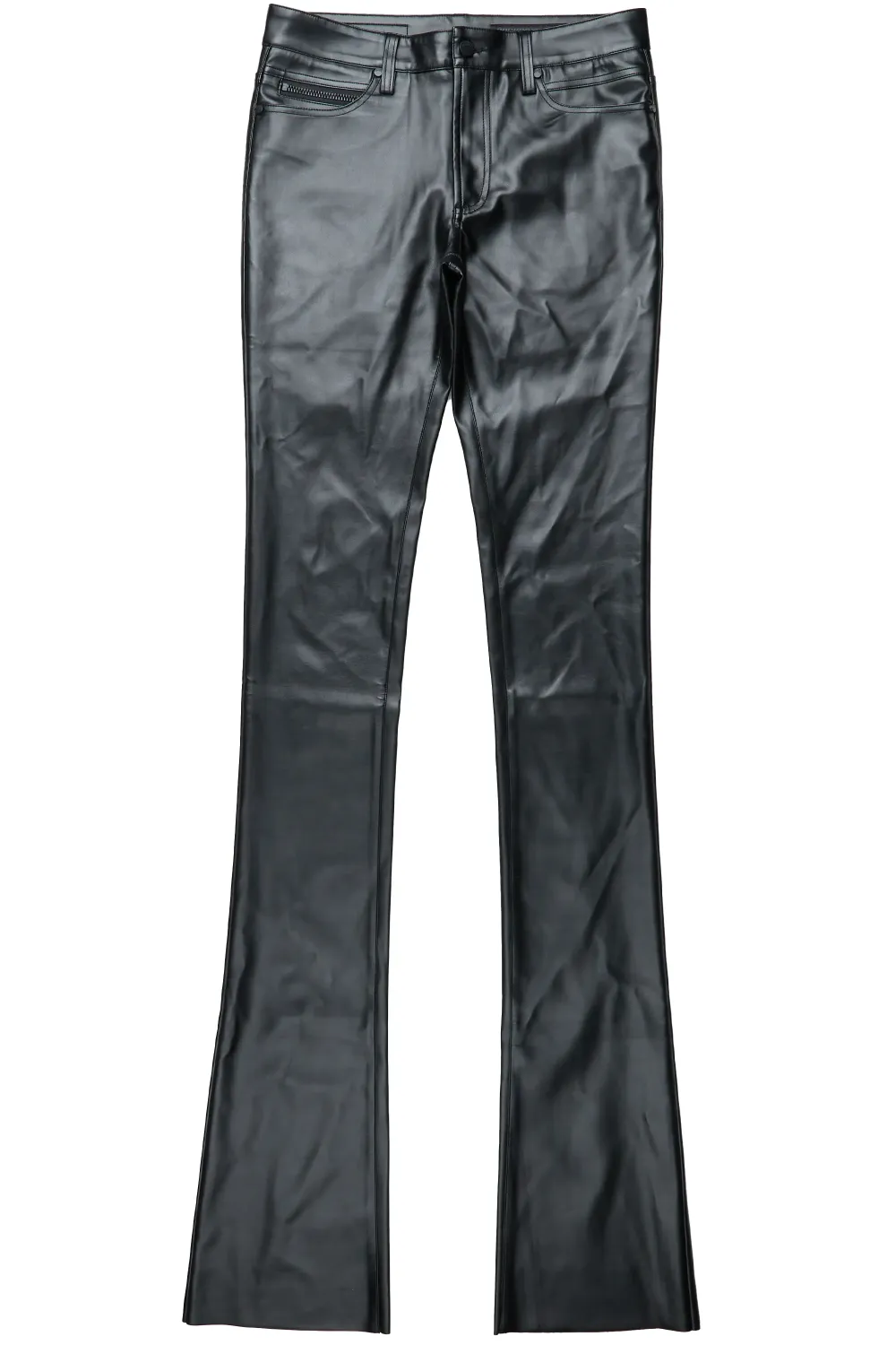 Ricky Black Super Stacked Faux Leather Pant