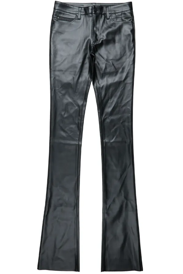Ricky Black Super Stacked Faux Leather Pant