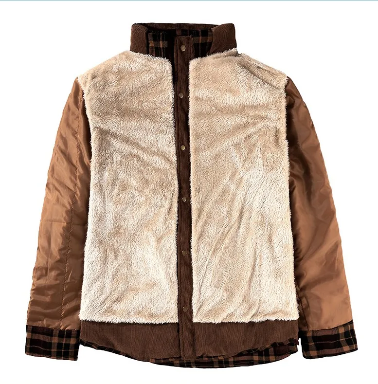Men's Flannel Stitched Cotton Jacket Warm Top