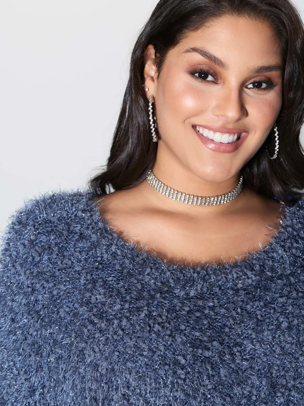 Fuzzy Sparkle Crew Neck Pullover