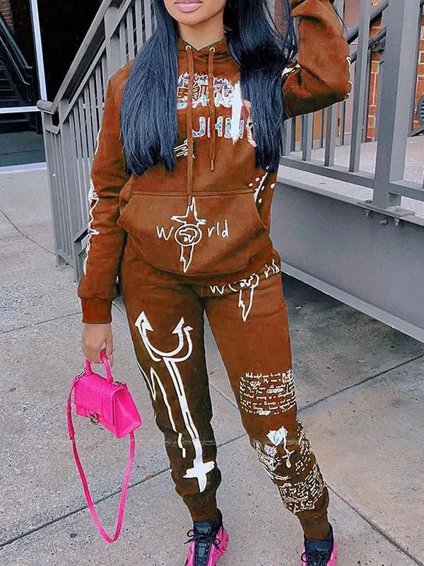Brown 2 piece set tops and bottoms how perfect and cozy piece for your Halloween day