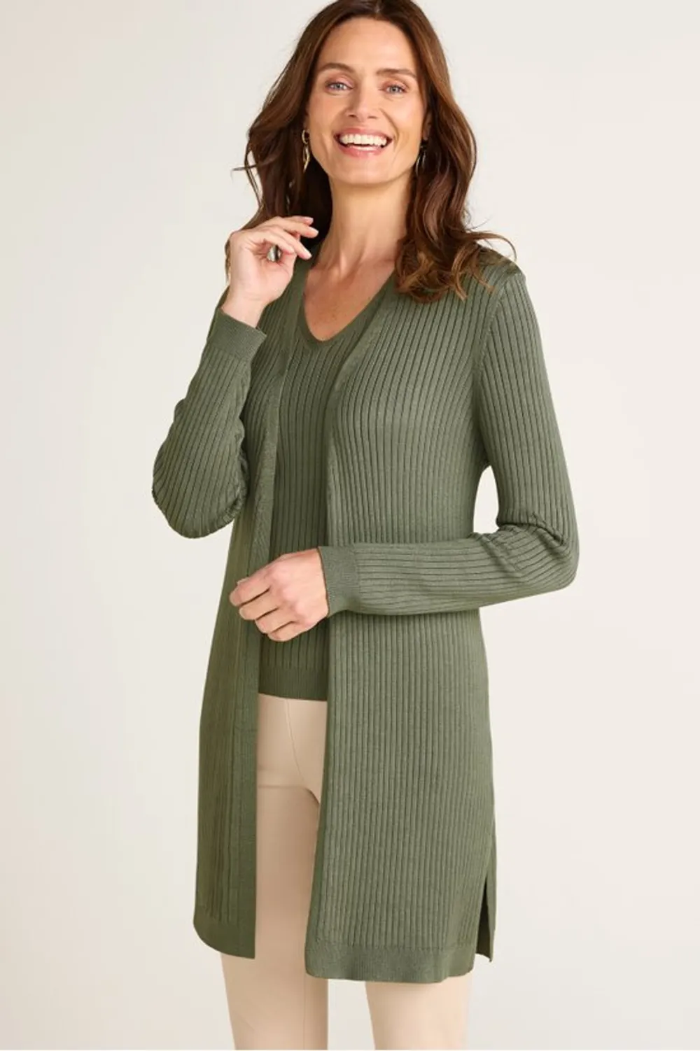 Soft Essential™ Ribbed Long Cardi
