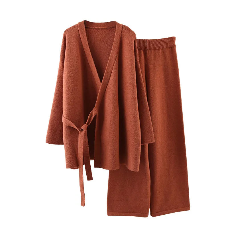 Casual Elegant Wrap Sweater Two-Pieces Sets