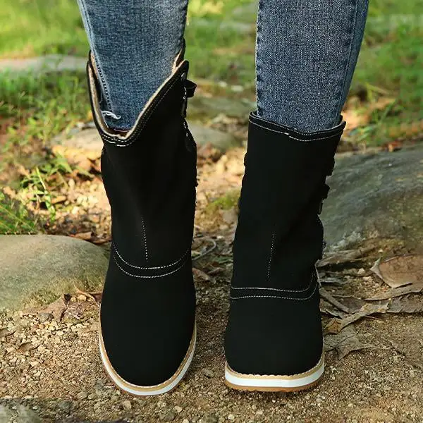 Women's Casual Lace-Up Flat Mid-Cut Snow Boots 10419158S