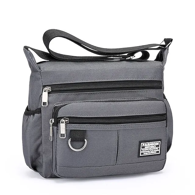 Men's Crossbody Bag Shoulder Bag Nylon Daily Holiday Zipper Adjustable Large Capacity Waterproof Solid Color Black Blue Green