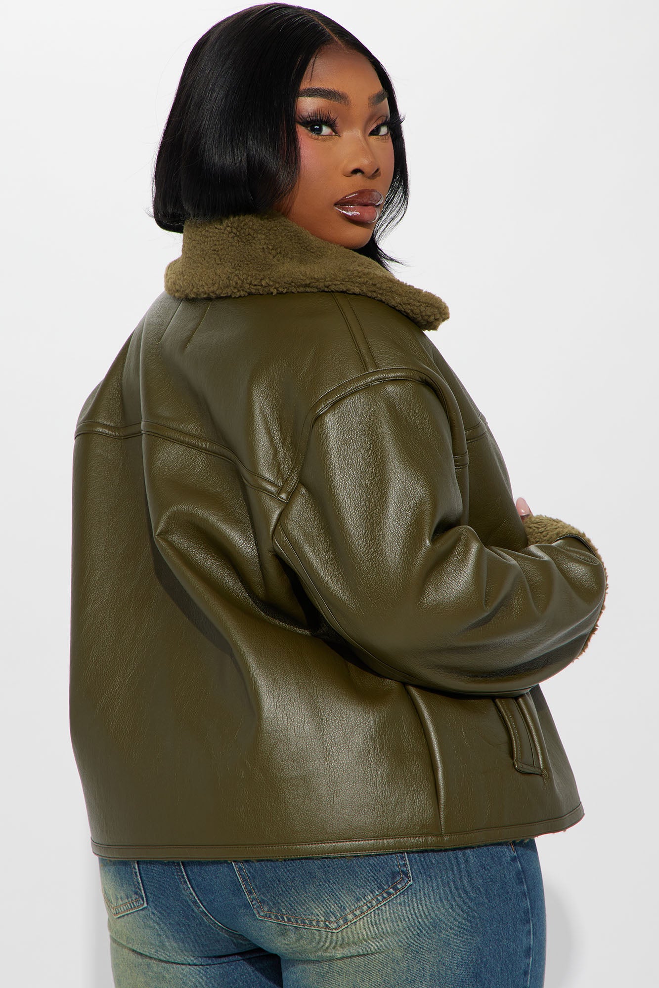 Downtown Girl Bomber Jacket - Olive