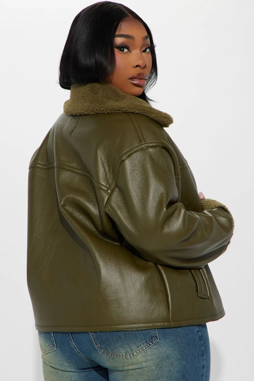 Downtown Girl Bomber Jacket - Olive