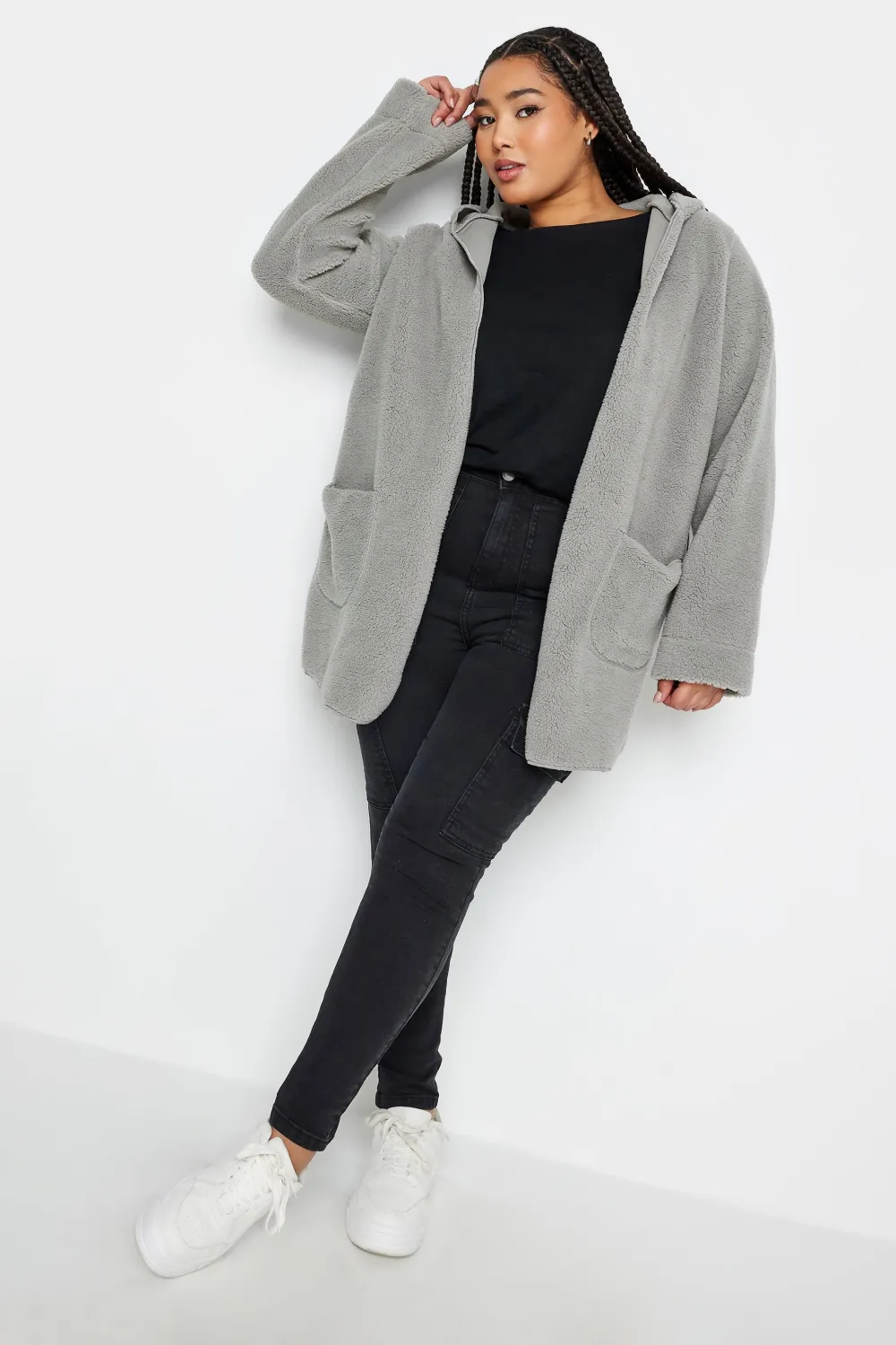 YOURS Curve Brown Teddy Hooded Jacket