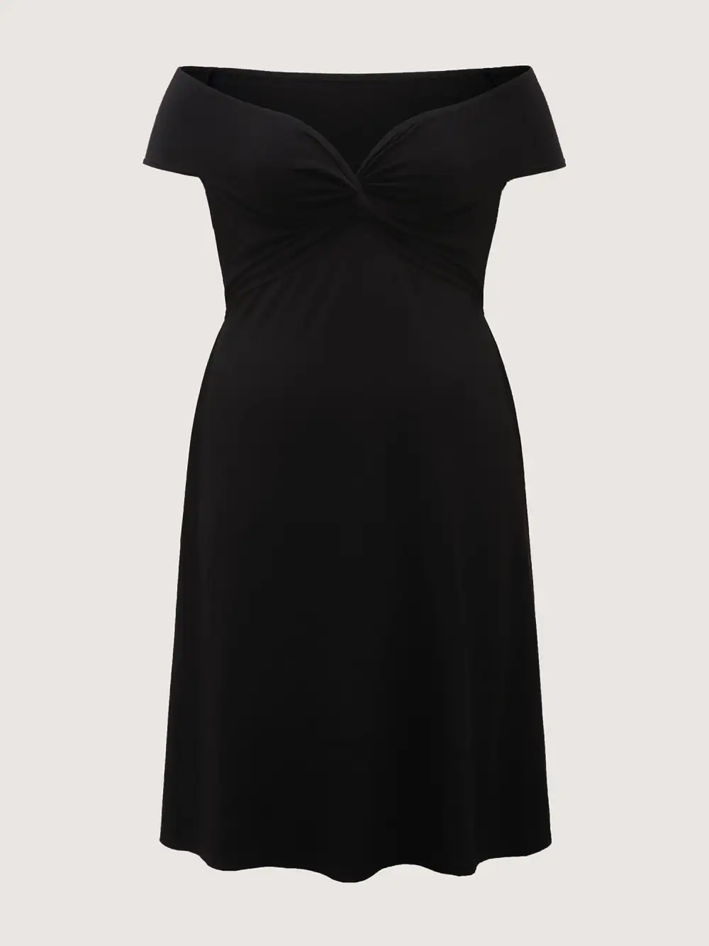 Twist Front Off-Shoulder Pockets Midi Dress