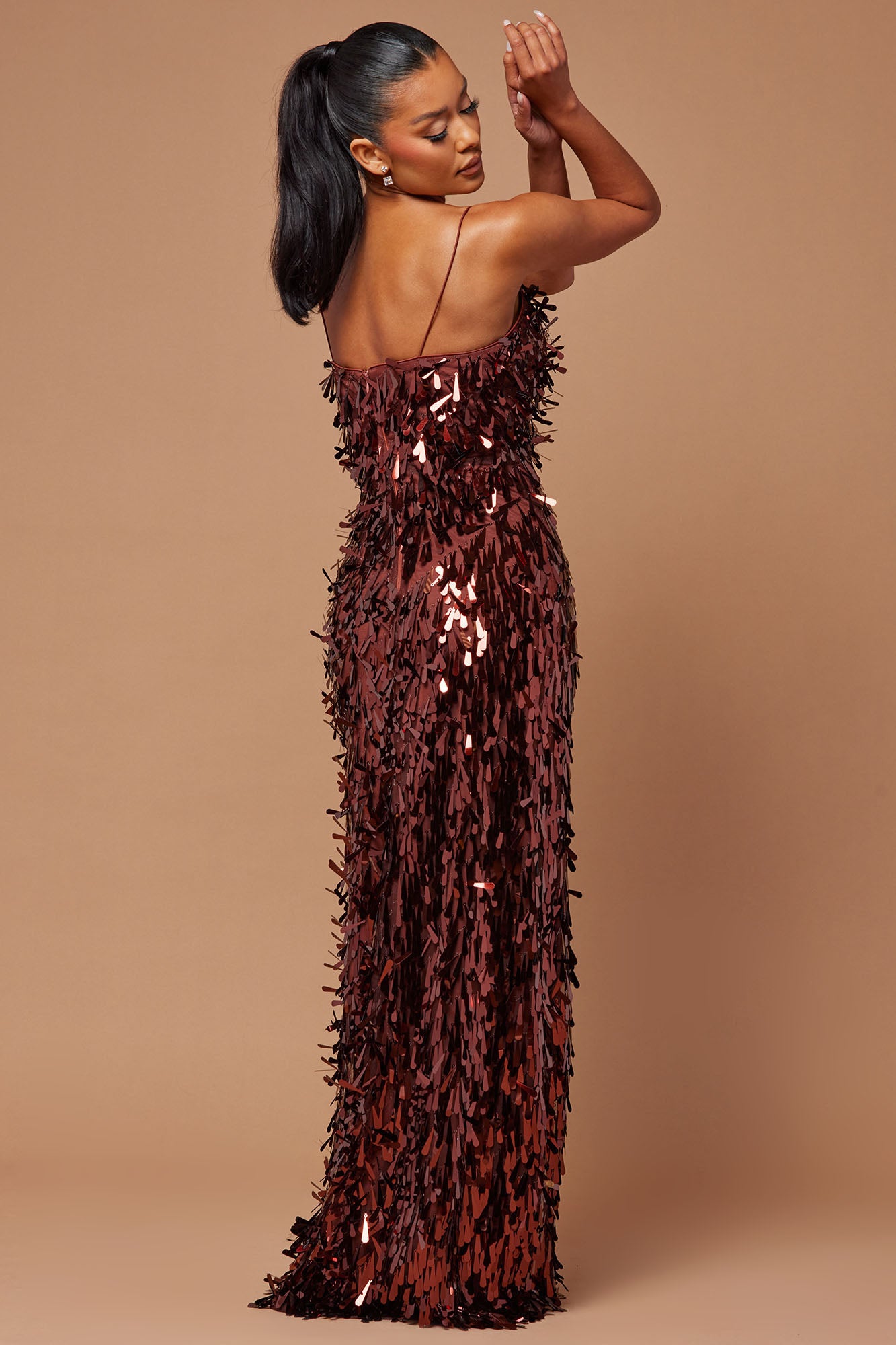 Emilia Paillette Maxi Dress - Bronze